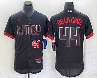 Mens Cincinnati Reds #44 Elly De La Cruz Number Black 2023 City Connect Flex Base Stitched Baseball Jersey4